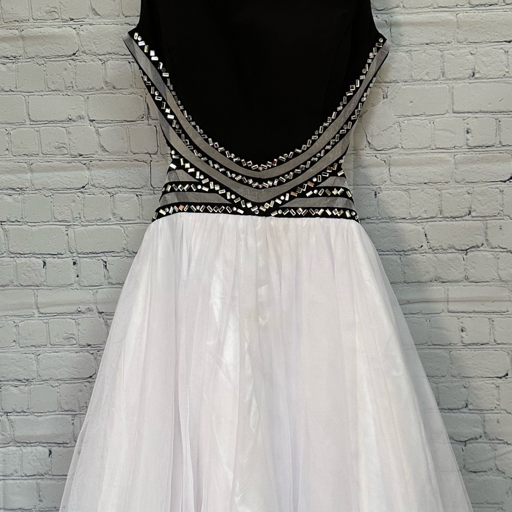 Blondie Nites Black and White Embellished A-line Dress